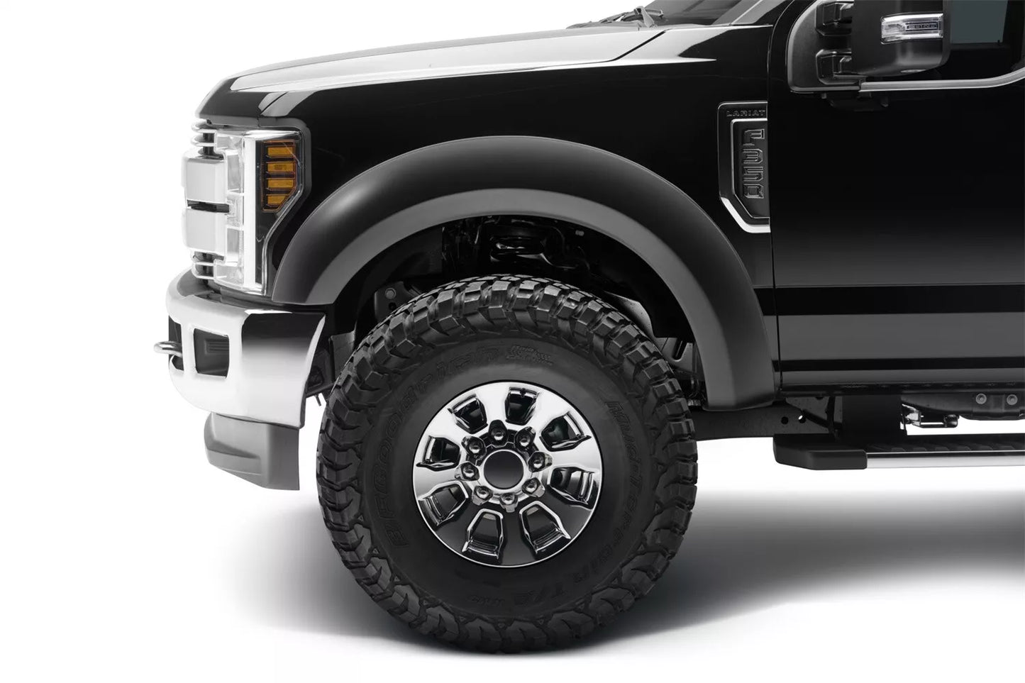 12 lbs. 52X27X8)~ FF EXTENDAFENDER STYLE 2PC FR 2017-2021 FORD F-450 SUPER DUTY BLACK SMOOTH EXTENDED