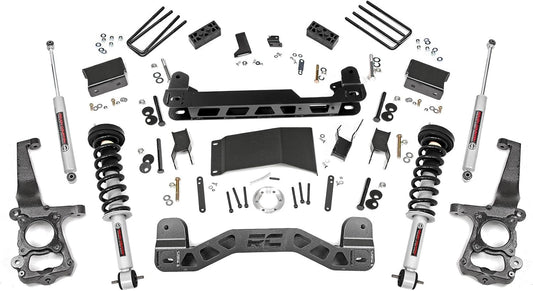 1x 501051 1x 555BOX1 1x 23165 1x 1553BOX6 1x 1555BOX4 1x 557BOX2 4 Inch Lift Kit   N3 Struts   Ford F-150 4WD (2015-2020)